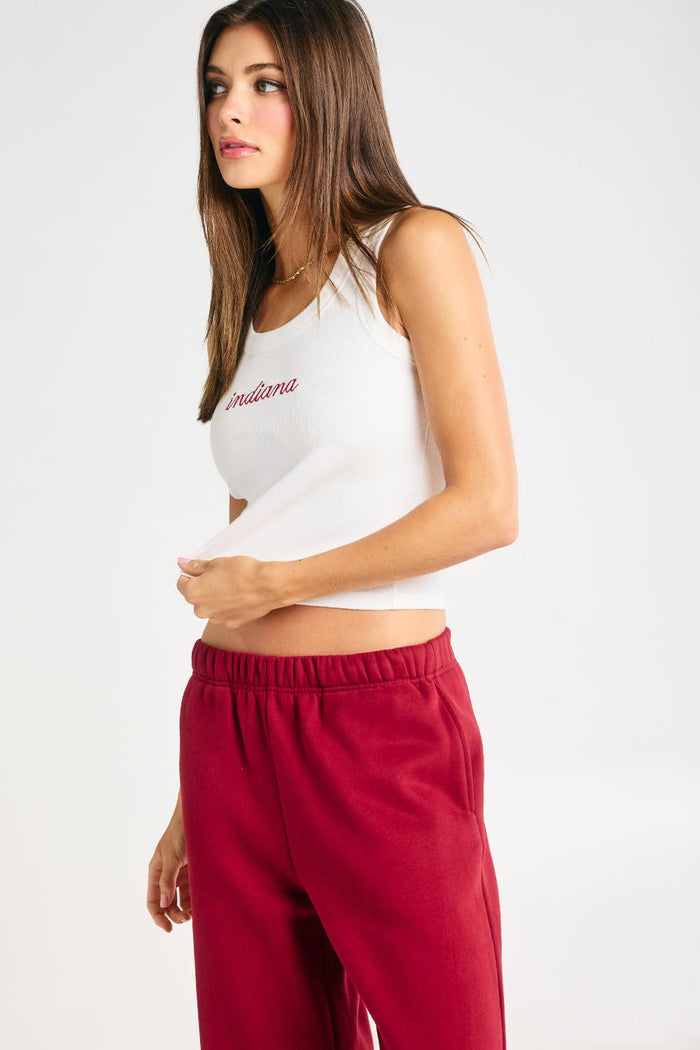 Indiana Embroidered Ribbed Tank Top