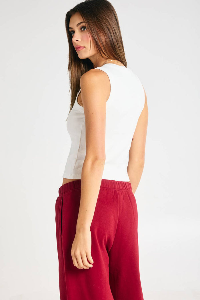 Indiana Embroidered Ribbed Tank Top