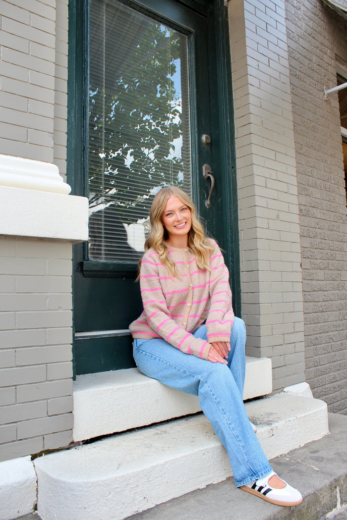 Janet Stripe Button Cardigan