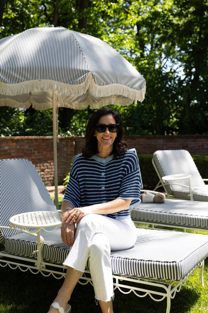 Jenna Stripe Lightweight Sweater - Navy