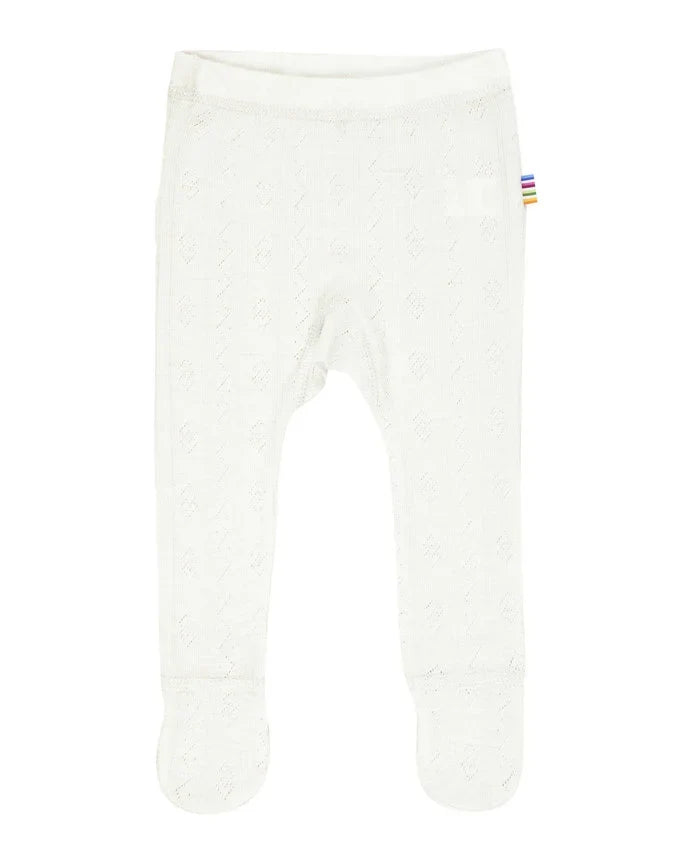 Joha Footed Baby Pants Wool & Silk Pointelle White