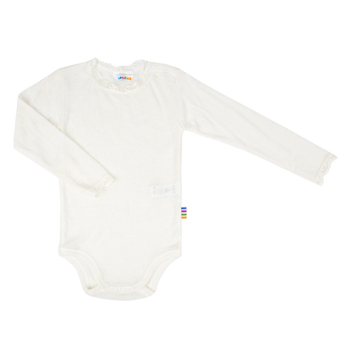 Joha Long Sleeve Body Wool & Silk White Pointelle - La Gentile Store