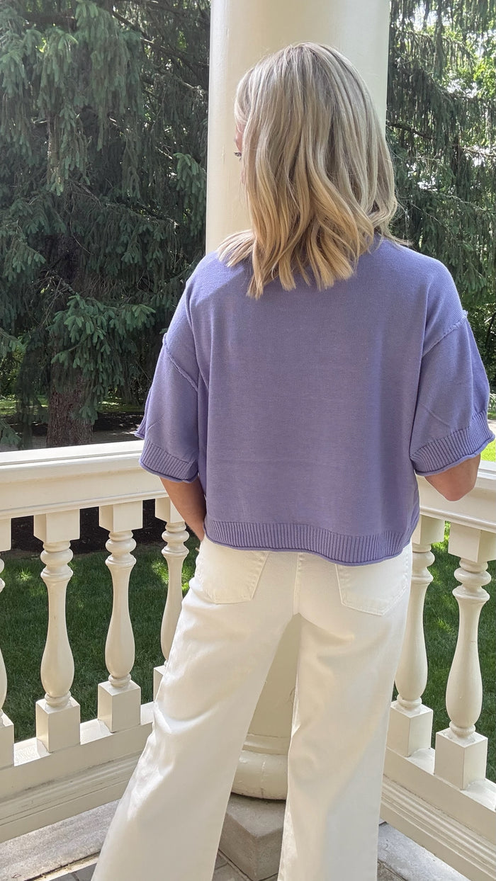 Jude Short Sleeve Lightweight Sweater - Pastel Lavender