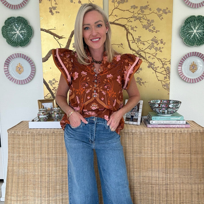 Julia Floral Print Flutter Top