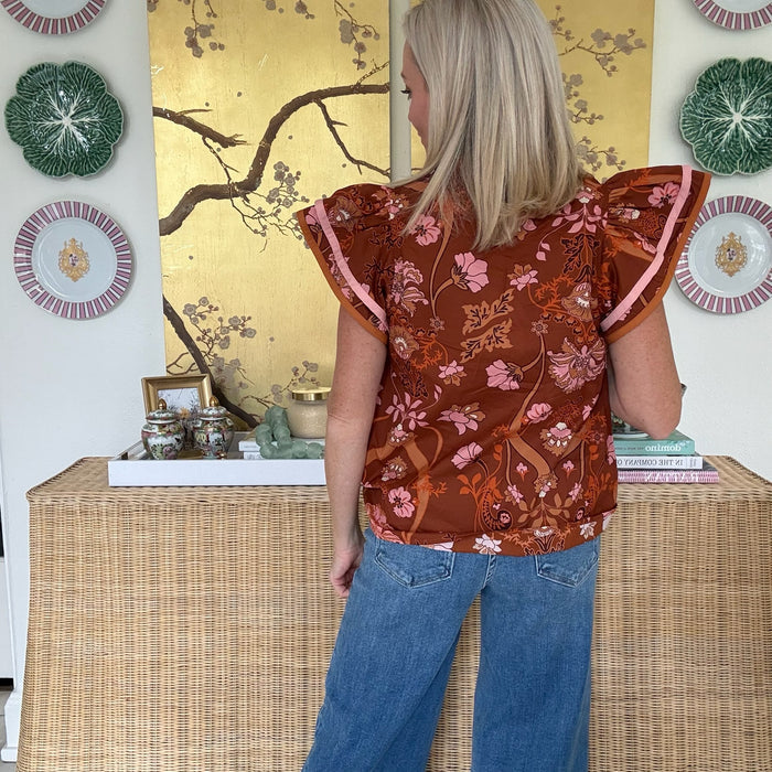 Julia Floral Print Flutter Top
