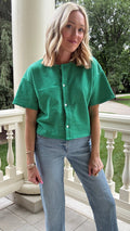 Julie Boxy Striped Button Knit Top