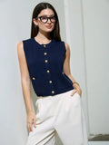 Kate Round Neck Knit - Navy