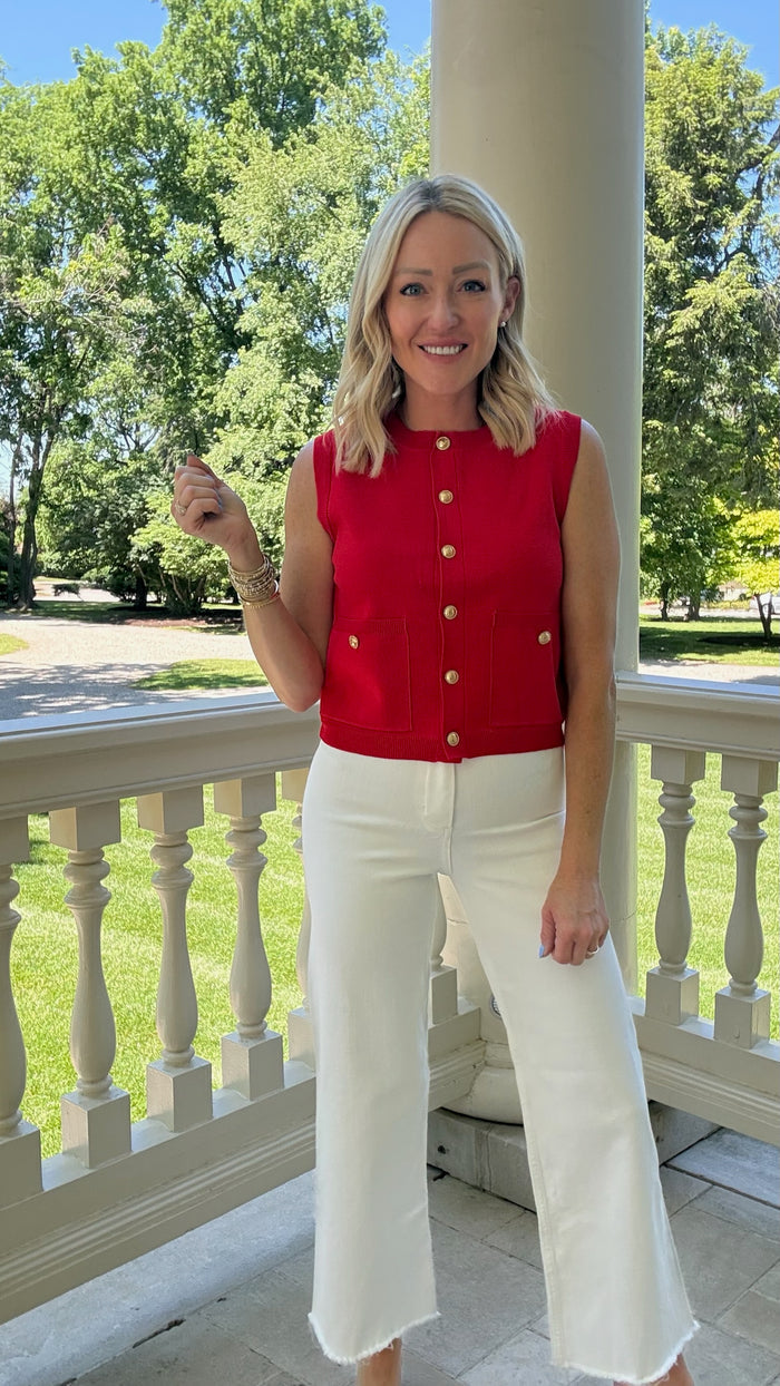 Kate Round Neck Knit - Red