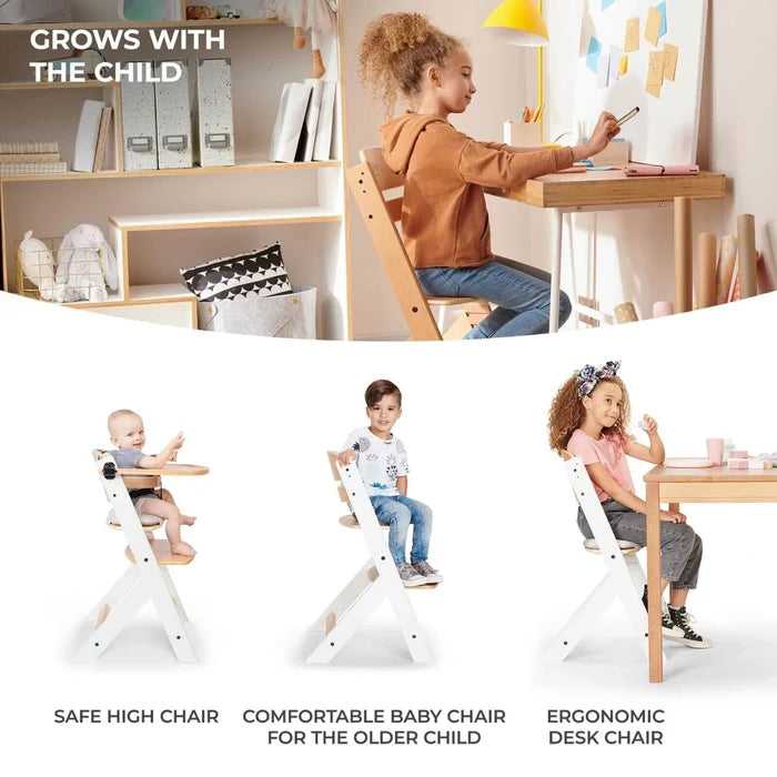 Kinderkraft Enock Wooden Highchair - Full Grey - ebebek - Black Friday