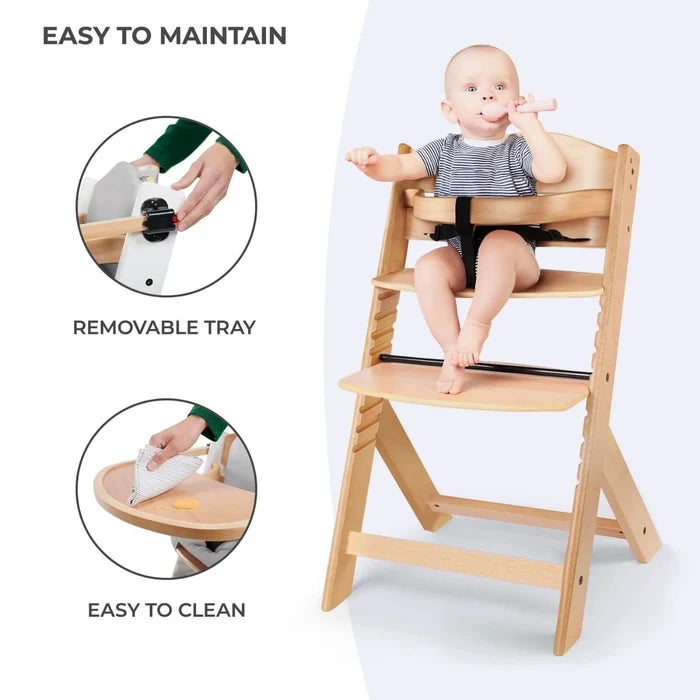Kinderkraft Enock Wooden Highchair - Full Grey - ebebek - Black Friday