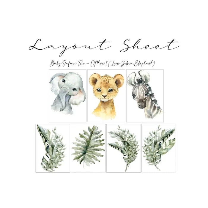 Live Vida Baby Safari Wall Sticker Leafy Elephant & Lion & Zebra 3 pcs - ebebek - Black Friday