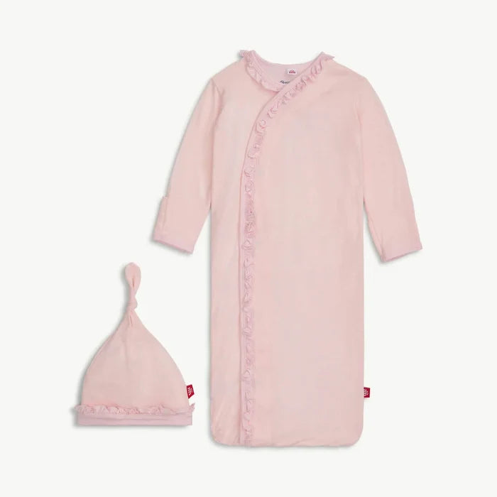 Magnetic Me Pin Dot Pink Ruffle Gown Hat Set: NB-3M
