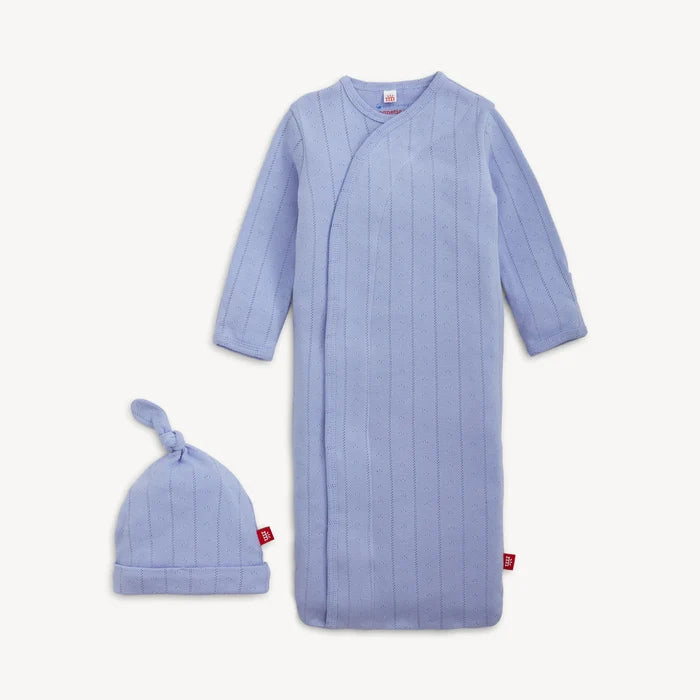 Magnetic Me Wisteria Pointelle Gown + Hat Set: NB-3M