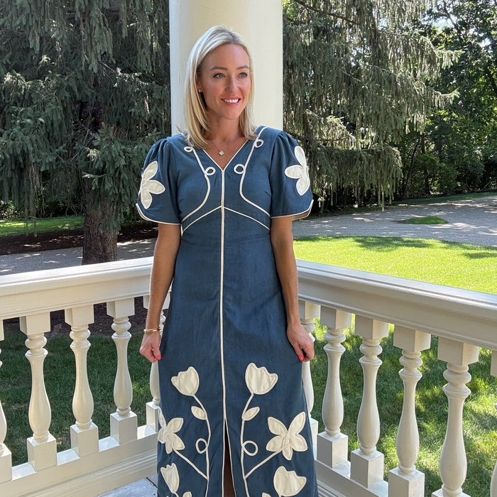 Millie Floral Appliqué Maxi Dress
