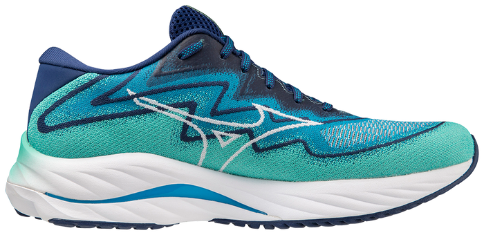 Mizuno Men's Men's Wave Rider 27 SSW - Atlantis/White/Blue Depths