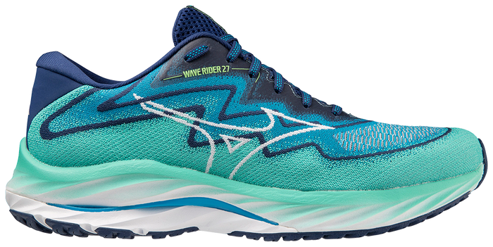 Mizuno Men's Men's Wave Rider 27 SSW - Atlantis/White/Blue Depths