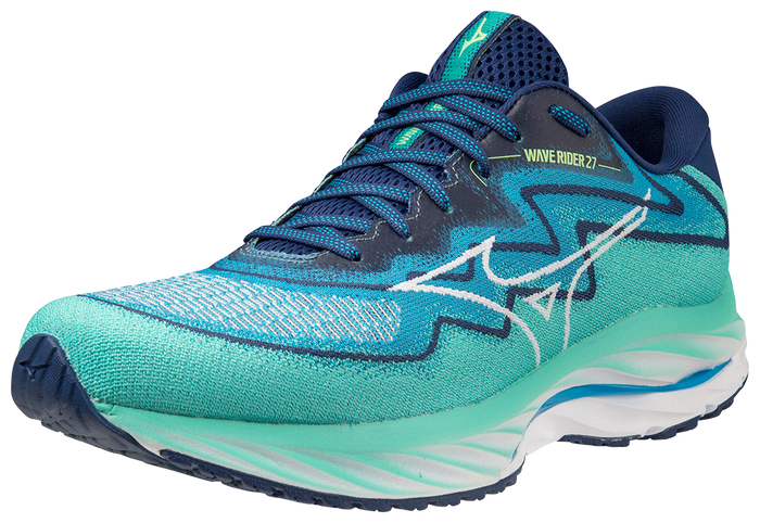 Mizuno Men's Men's Wave Rider 27 SSW - Atlantis/White/Blue Depths