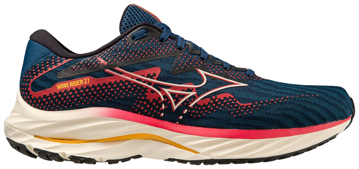 Mizuno Men's Wave Rider 27 - Blue Opal/Papyrus/Ski Patrol