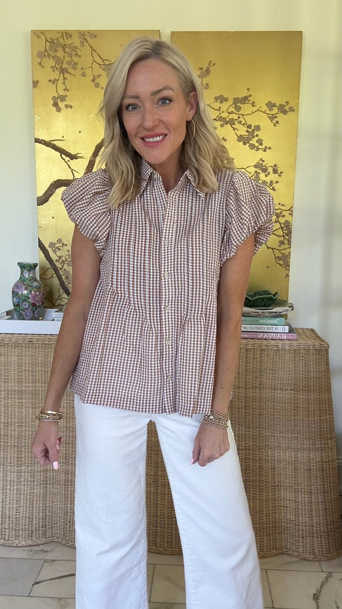 Monica Plaid Puff Sleeve Top