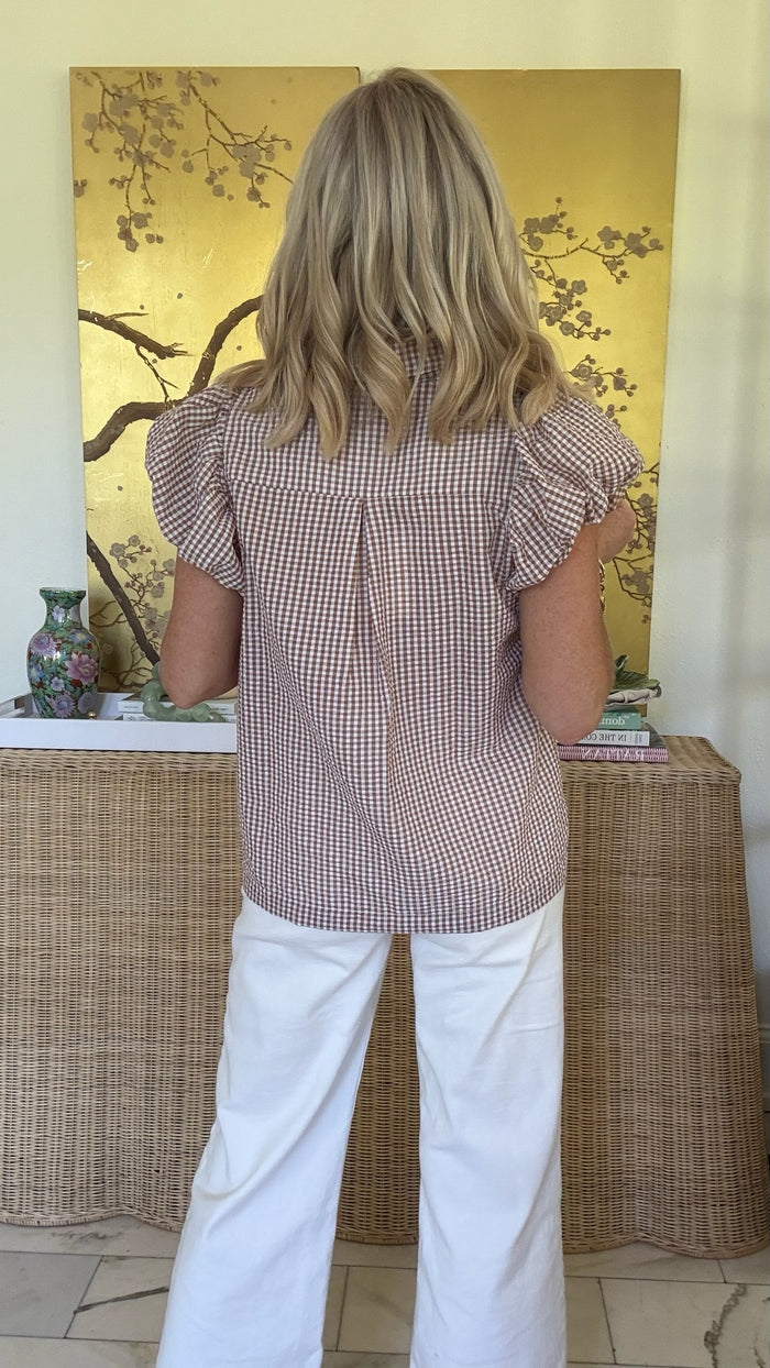 Monica Plaid Puff Sleeve Top