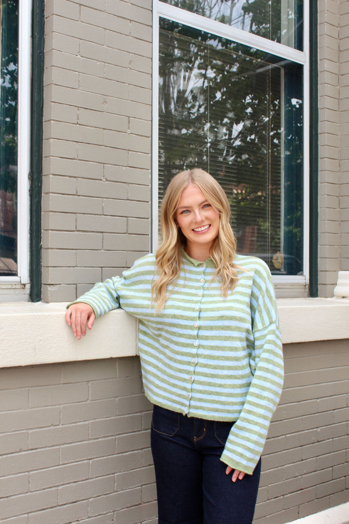 Monica Stripe Sweater - Matcha