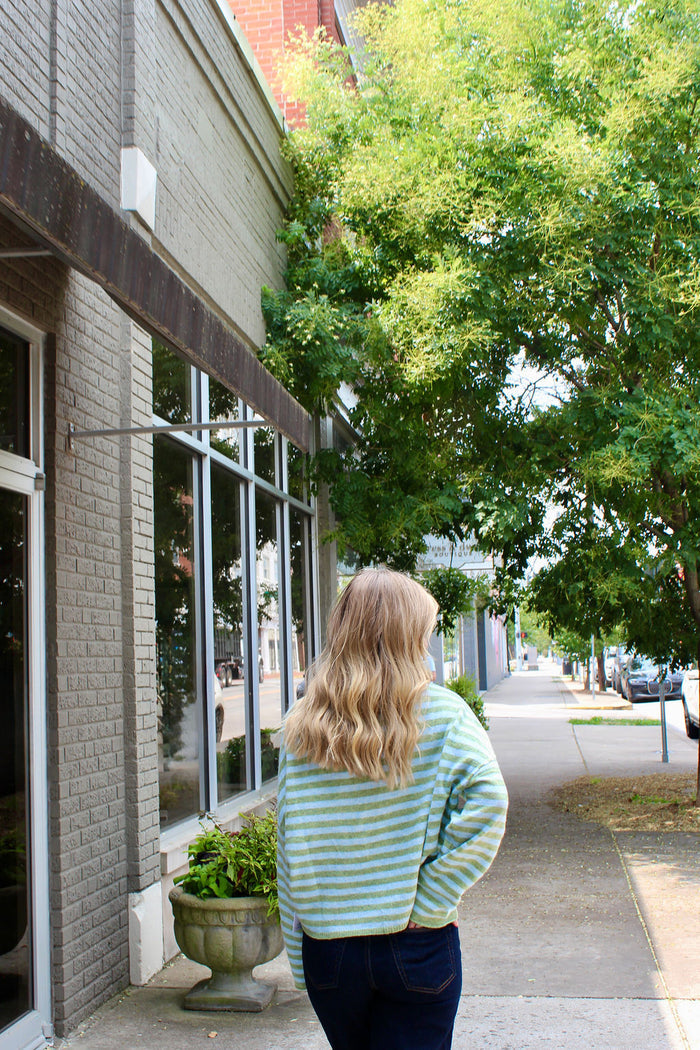 Monica Stripe Sweater - Matcha