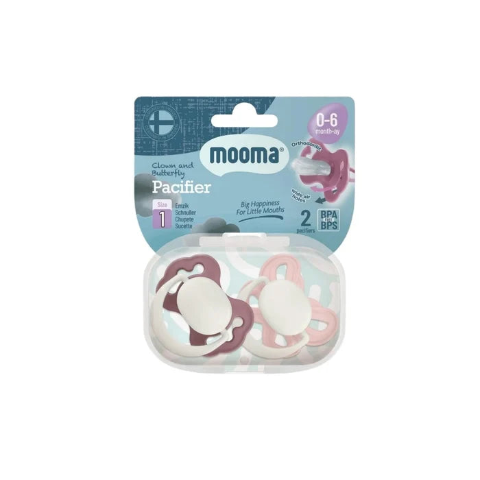 Mooma Clown & Butterfly Soothers 0 - 6 months Pack of 2 - Brownish Purple & Baby Pink - ebebek - Christmas