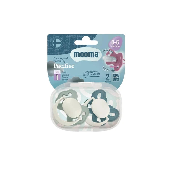 Mooma Clown & Butterfly Soothers 0 - 6 months Pack of 2 - River Green & Ball Blue - ebebek - Christmas