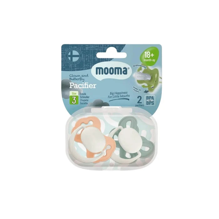 Mooma Clown & Butterfly Soothers 18+ months Pack of 2 - Light Orange & River Green - ebebek - Christmas