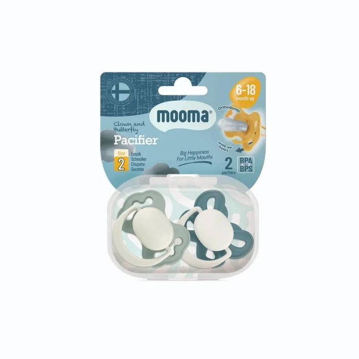 Mooma Clown & Butterfly Soothers 18+ months Pack of 2 - River Green & Ball Blue - ebebek - Christmas