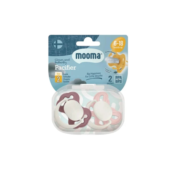Mooma Clown & Butterfly Soothers 6 - 18 months Pack of 2 - Brownish Purple & Baby Pink - ebebek - Christmas