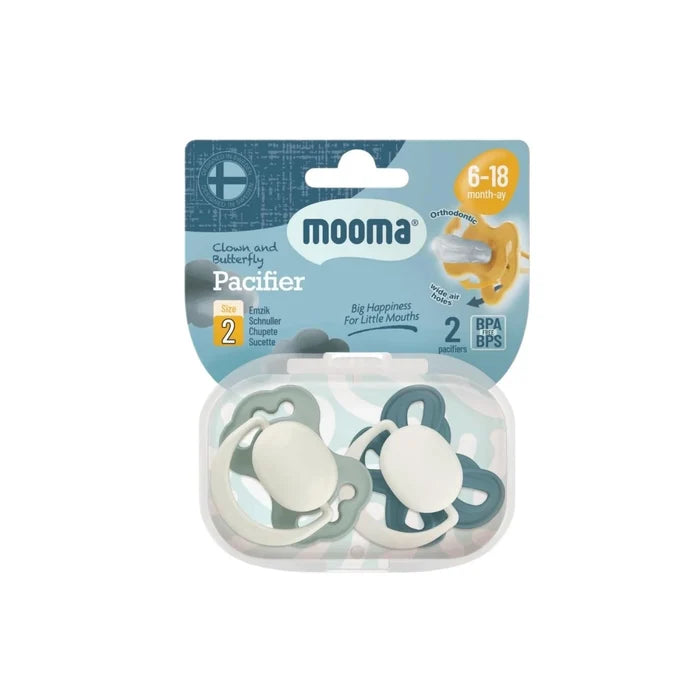 Mooma Clown & Butterfly Soothers 6 - 18 months Pack of 2 - River Green & Ball Blue - ebebek - Christmas
