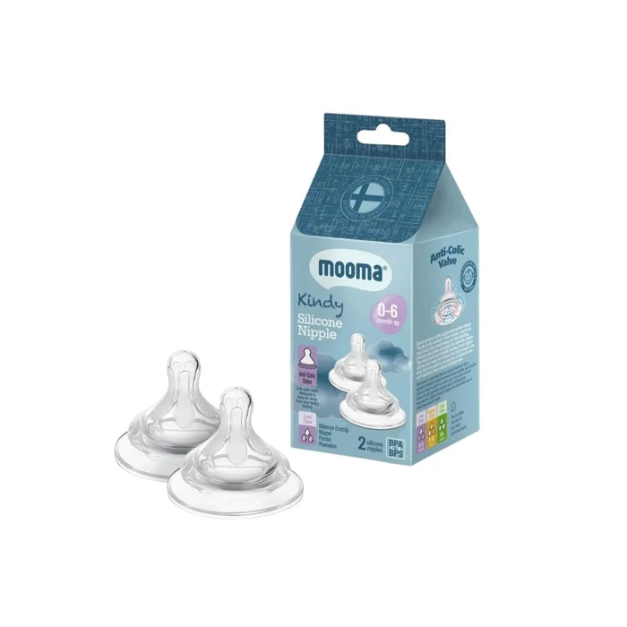 Mooma Kindy Silicone Teats Slow Flow 0 - 6 months Pack of 2 - ebebek - Christmas