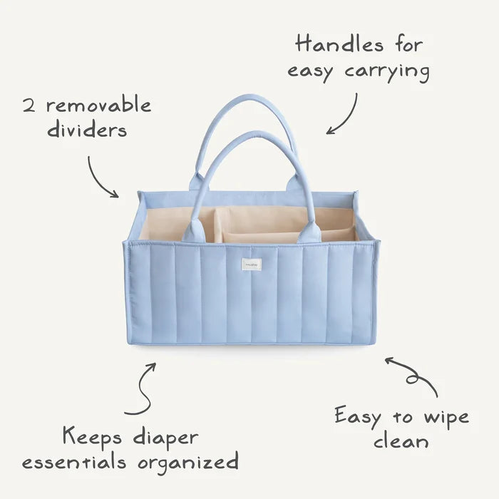 Mushie Diaper Caddy Blue Flowers