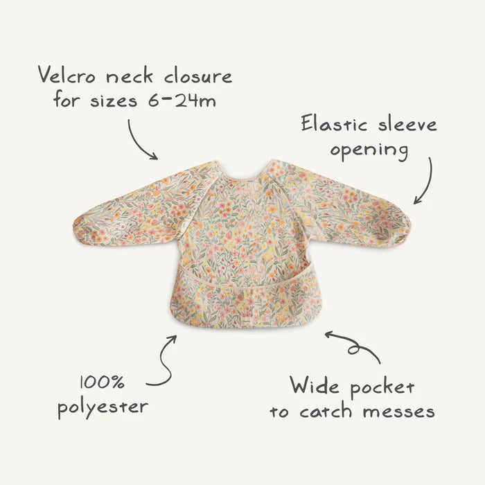 Mushie Longsleeve Bib Blue Flowers