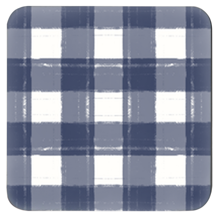 Navy Gingham Coasters - Set of 4