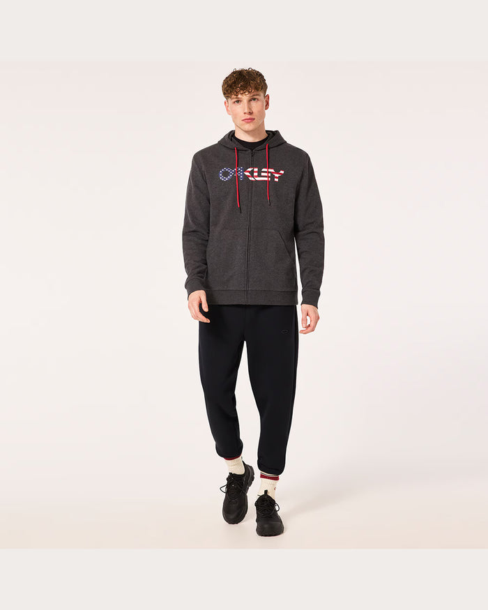 Oakley Men's Teddy Full Zip Hoodie - Dark Grey Heather/American Flag