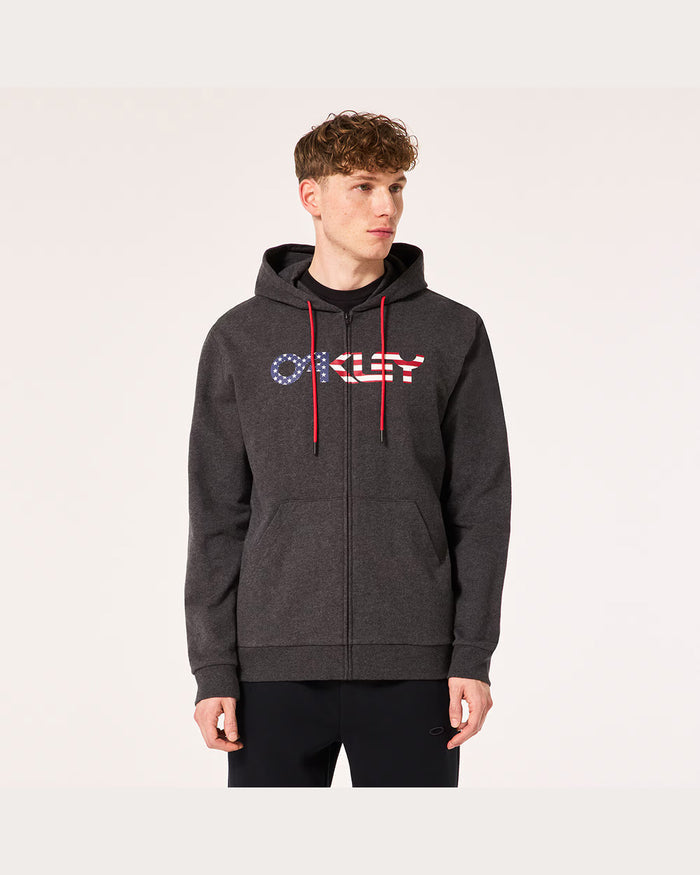 Oakley Men's Teddy Full Zip Hoodie - Dark Grey Heather/American Flag