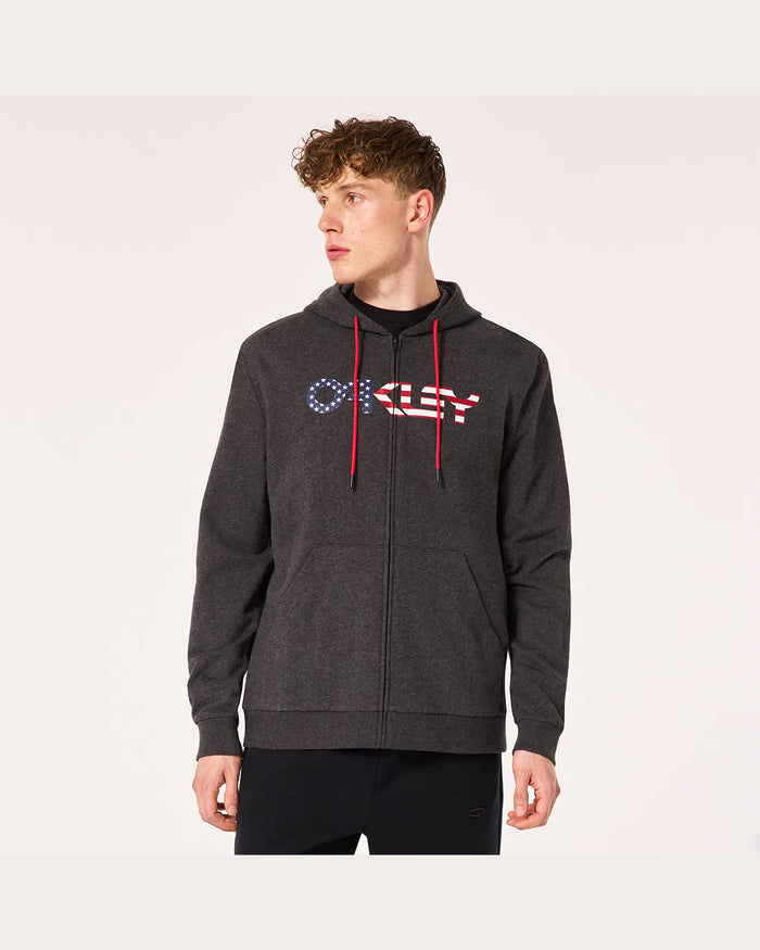 Oakley Men's Teddy Full Zip Hoodie - Dark Grey Heather/American Flag