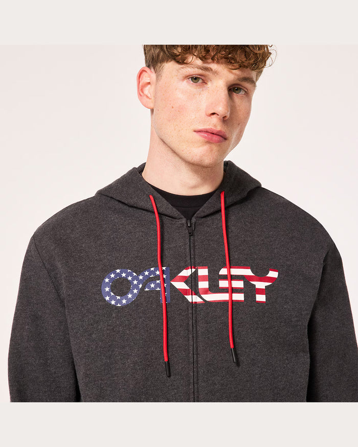 Oakley Men's Teddy Full Zip Hoodie - Dark Grey Heather/American Flag
