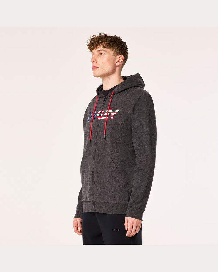Oakley Men's Teddy Full Zip Hoodie - Dark Grey Heather/American Flag