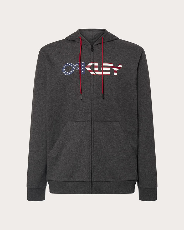 Oakley Men's Teddy Full Zip Hoodie - Dark Grey Heather/American Flag