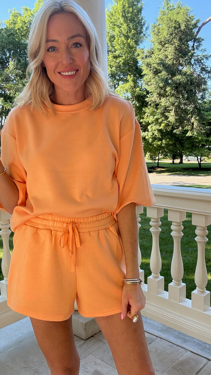 Olive Scuba Shorts - Apricot