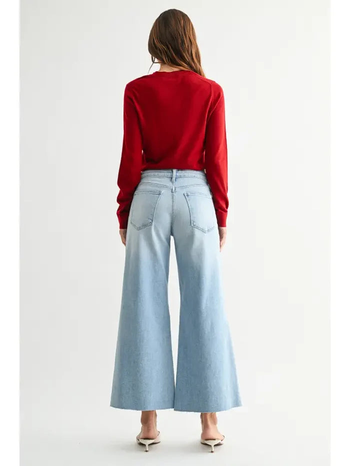 Olive Wide Leg Flare Crop