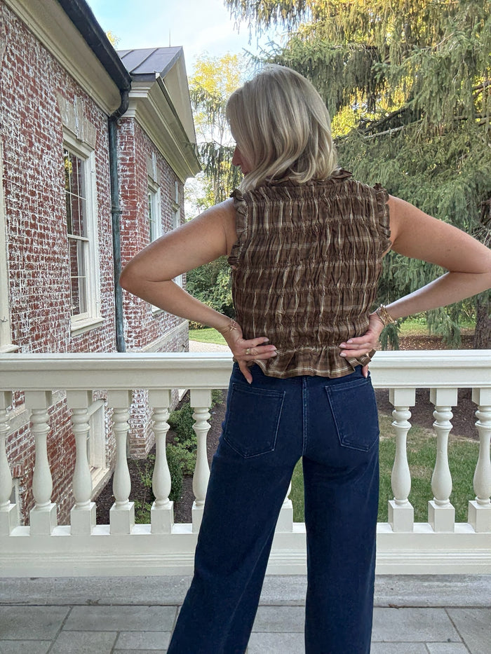 Paisley Plaid Scrunched Top