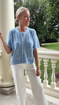 Patricia Stitch Detail Button Down Sweater Cardigan Top