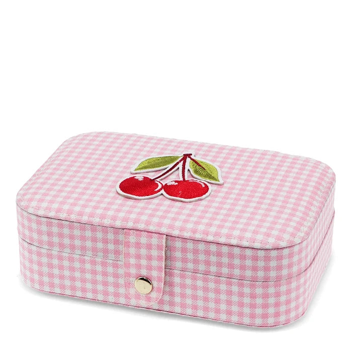 Pink Gingham Jewelry Box