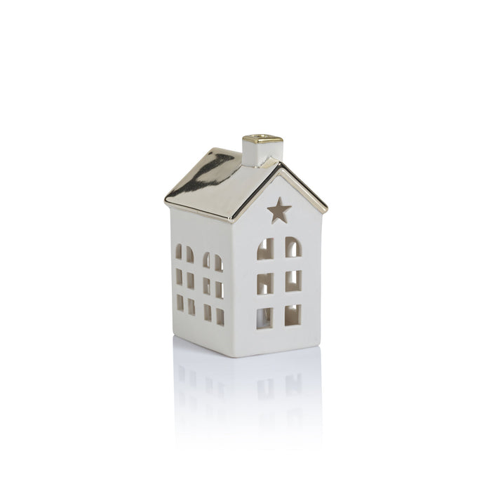 Porcelain LED House with Gold Roof - Small