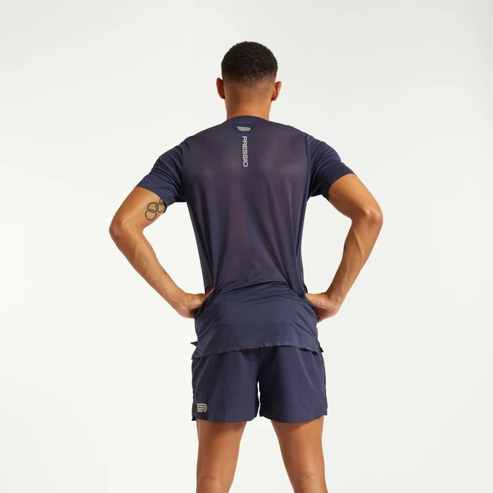 Pressio Men’s Run Elite Short Sleeve Top - NVY/SLV