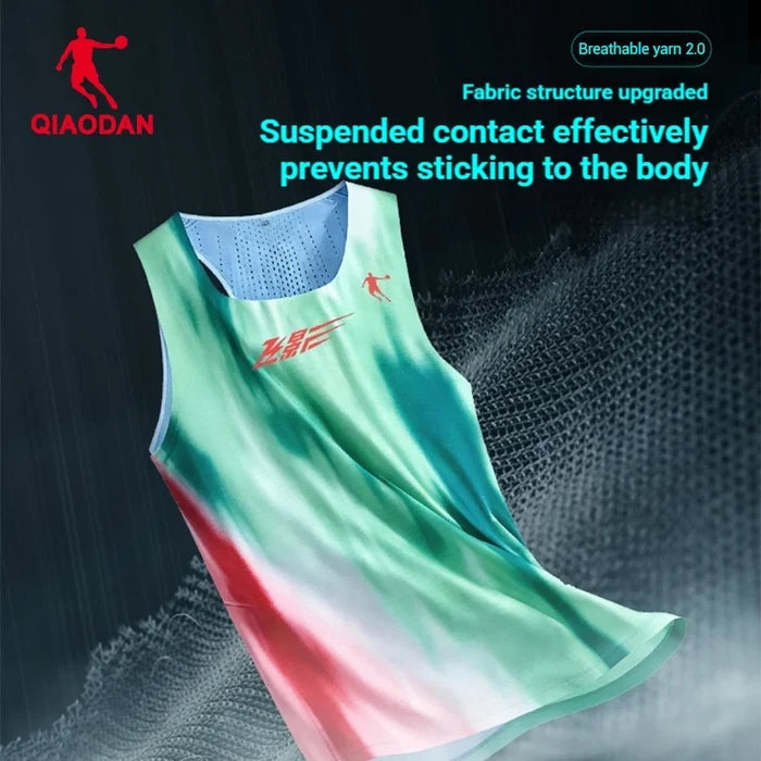 Qiaodan Men's Capless Vest - Ice Lake Green Print